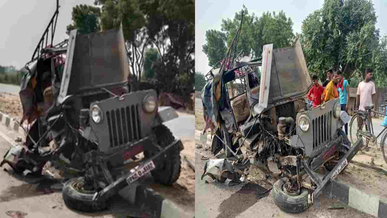 Jaunpur News: One killed, 18 seriously injured when a jeep full of baraatis collided with a container