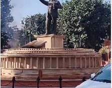 Attempt to break the statue of Baba Saheb Dr. Bhim Rao Ambedkar, symbol of the Constitution burnt